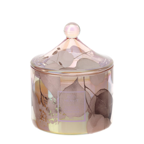 Hervit Pink floral glass candle "Botanic Pagoda" D9.5x12 cm