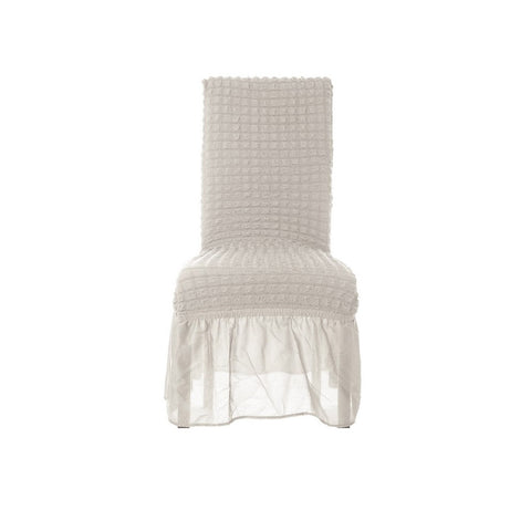 BLANC MARICLO' Housse de chaise stretch avec volant polyester crème A2835399NT