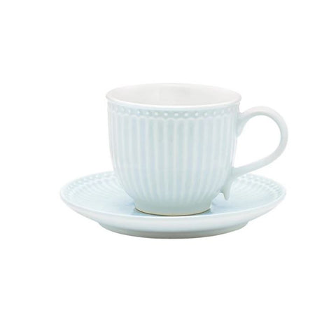 Tasse à thé et soucoupe en porcelaine bleu clair GREENGATE ALICE STWCUPSAALI2906