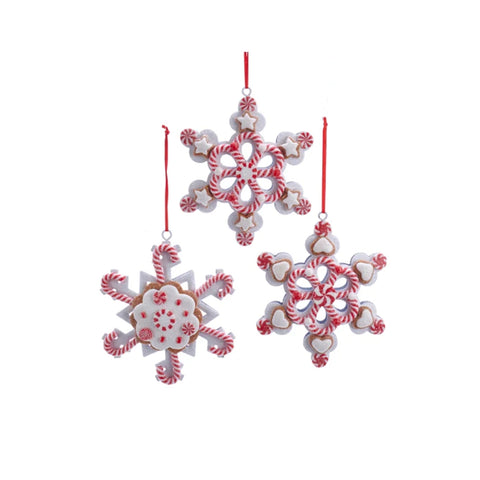Kurt S. Adler Flocons de neige blanc/rouge Décoration de sapin de Noël 3 variantes 13 cm