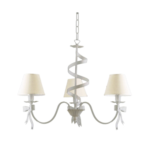 BRULAMP Chandelier 3 lights with lampshades decorated with white metal bows Ø60 H55 cm