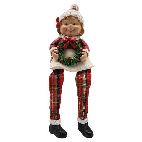 CLAYRE E EEF Statua decorativa natalizia Donna seduta gambe pendenti 7x6x10 cm
