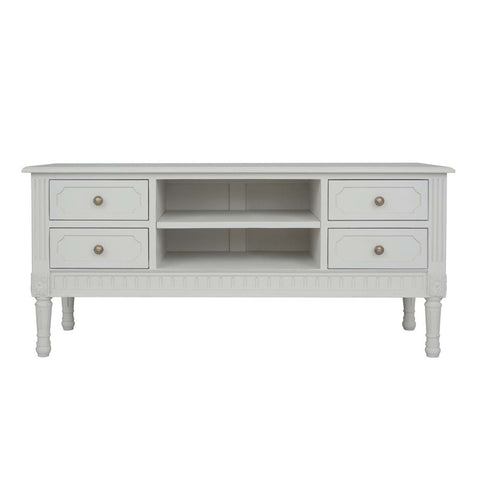 Blanc Mariclò TV cabinet with 4 drawers in white bayur wood "Artemisia Collection"