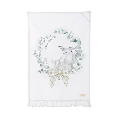 Tissu de Pâques Blanc Mariclò avec décoration "Mon Petit Lapin" 2 variantes (1pc)