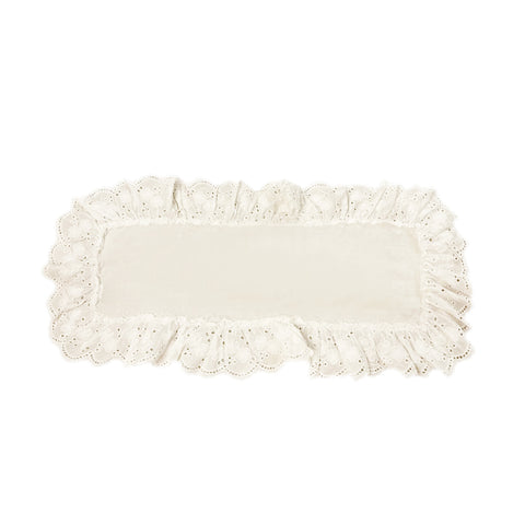 OPIFICIO DEI SOGNI Tris of white MADELEINE embroidered doilies with san gallo lace