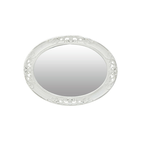 INART Oval wall mirror in white wood 58x3x78 cm 3-95-143-0002