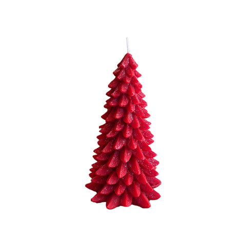 CERERIA PARMA Large frosted tree candle Christmas candle red wax Ø13 H22 cm