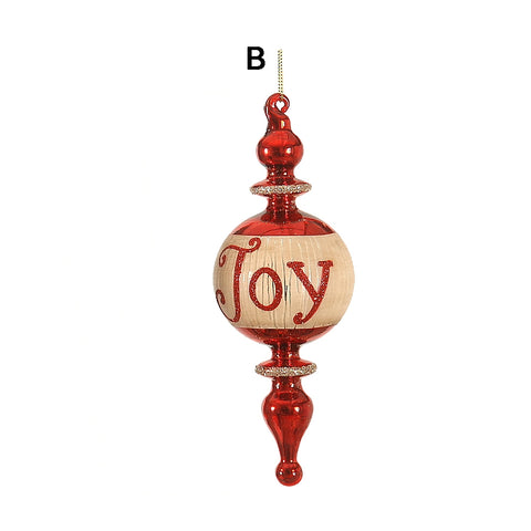 VETUR Christmas tree decoration in red glass with red and gold writing 20 cm