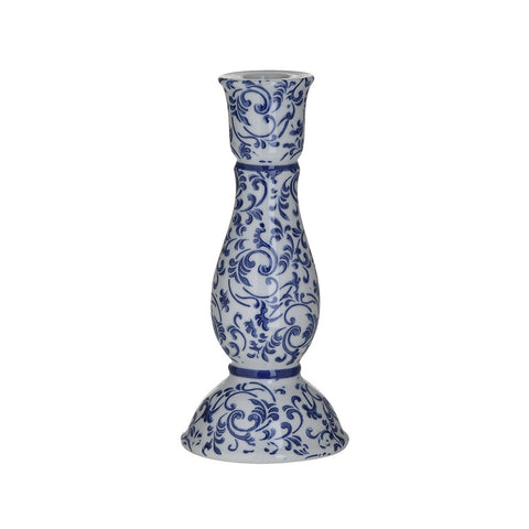 INART Portacandela ceramica blu bianco Ø11,5 H25 cm 3-70-830-0018