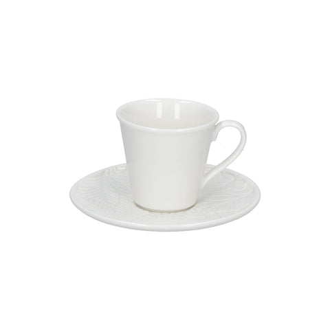 PORCELAINE BLANCHE Set de 6 tasses à café et soucoupes BOSCO P004300015