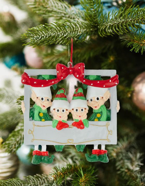 Elfidea Resin Christmas tree pendant with families of 4 elves 9.5xh19.5 cm