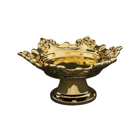 VIRGINIA CASA Alzatina in ceramica corona reale REGALE oro Ø20xh10 cm