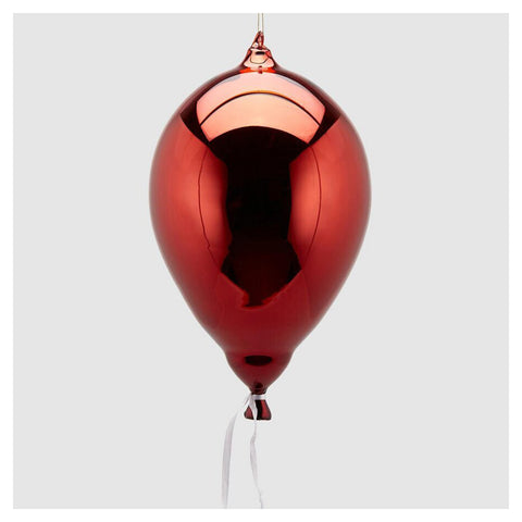 EDG - Enzo De Gasperi Large Christmas balloon to hang, Christmas decoration in shiny glass D20xH32 cm 3 variants (1pc)
