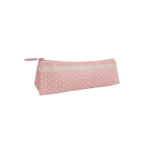 ISABELLE ROSE Astuccio borsa per trucchi con cerniera rosa pois bianchi 19x7cm