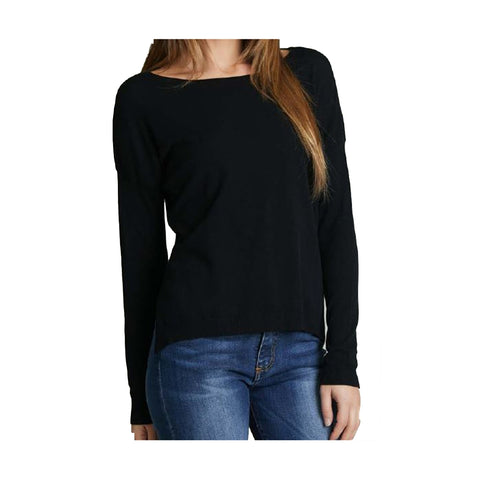 VICOLO TRIVELLI Black long-sleeved sweater with straight neckline