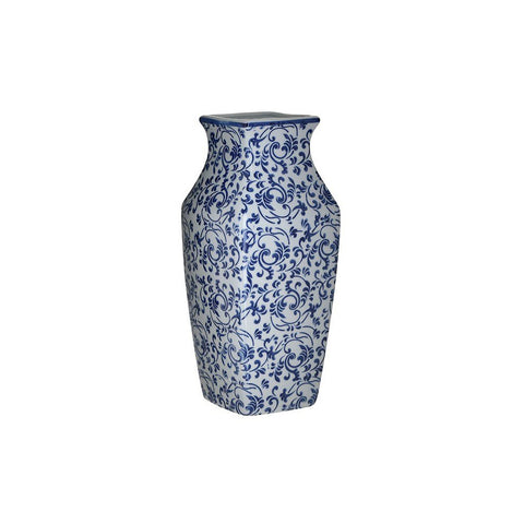 INART Vaso ceramica bianco blu 13,5x13,5x30 cm 3-70-830-0006