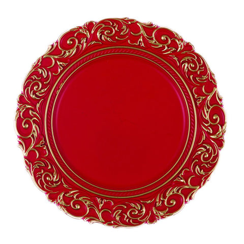 BLANC MARICLO' Set of 6 red CONCERTO decorative plates Ø 36 x H 2,5 cm