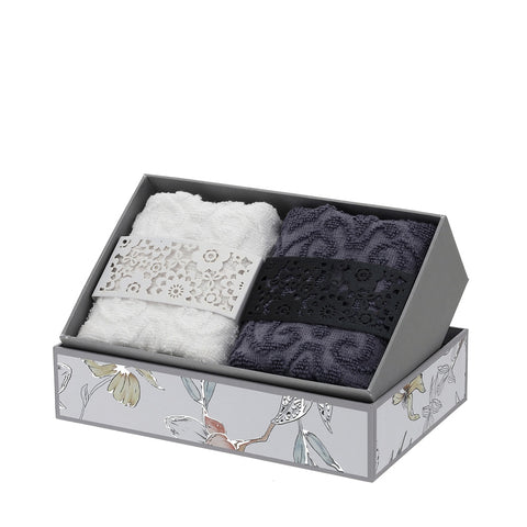 HERVIT Set of 2 cotton washcloths for him and her 30x30 cm 28367