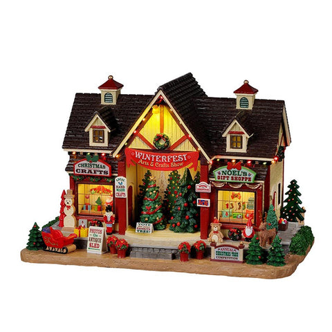 LEMAX Illuminated Building "Winterfest Arts &amp; Crafts Show" Build your own Christmas village