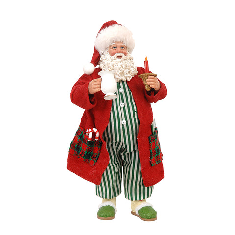 VETUR Décoration de Noël Figurine Père Noël en pyjama et robe de chambre 25 cm