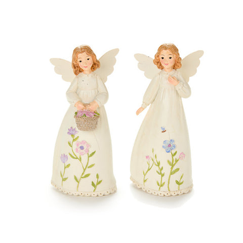 Cloth Clouds Resin Angel with Flowers 7x5x15.5 cm 2 variants (1pc)