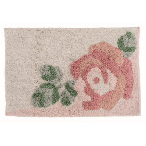 BLANC MARICLO' Tappeto da bagno con rosa FLOWERS bianco e rosa 1750 gsm 50x80 cm