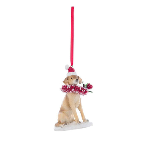 Blanc Mariclò Pendentif de Noël Chien en polyrésine 7x5x9 cm 3 variantes (1pc)