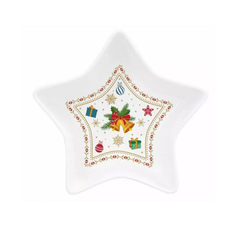 EASY LIFE Bol en porcelaine « ORNEMENTS DE NOËL » avec décorations de Noël Ø15 h5 cm