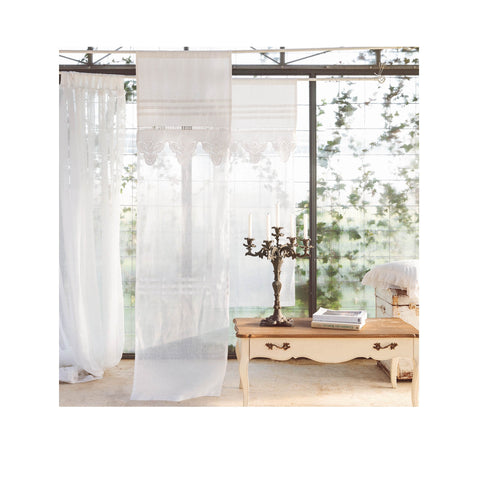 BLANC MARICLO' Set 2 pannelli tenda finestra misto lino avorio 60x160 cm A29302