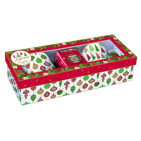 Easy Life Set 2 tazze con scatola porta tè in porcellana "Jingle Bells"