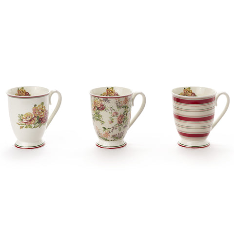 FABRIC CLOUDS Mug en porcelaine EMILY blanc fleurs rouges 310ml