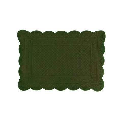 BLANC MARICLO' Set de 2 sets de table rectangulaires coton vert 35x50 cm