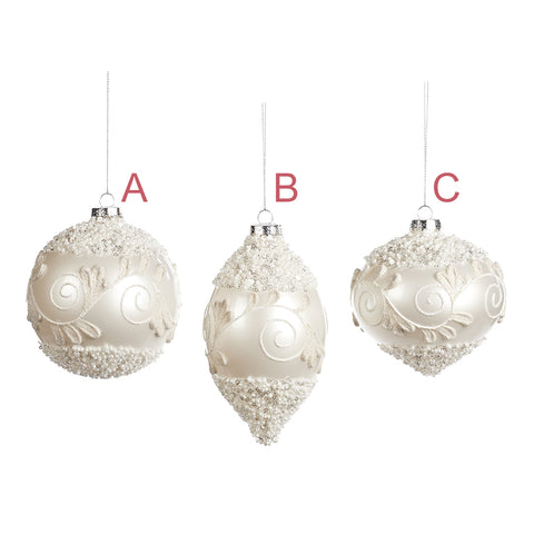 GOODWILL White glass ball Christmas decoration 3 variants (1pc)