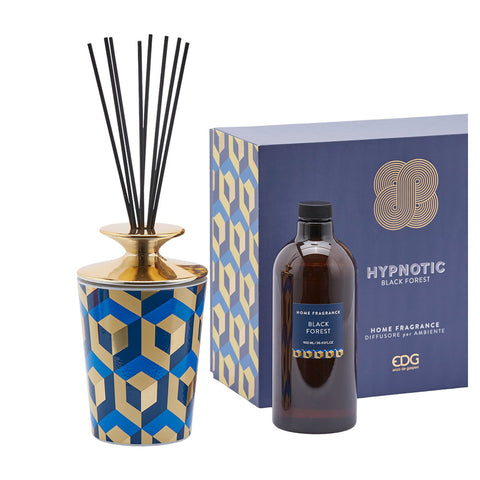 EDG Enzo de Gasperi Home fragrance with sticks, "Hypnotic Midnight Garden" glossy ceramic bottle 400ml 4 variants