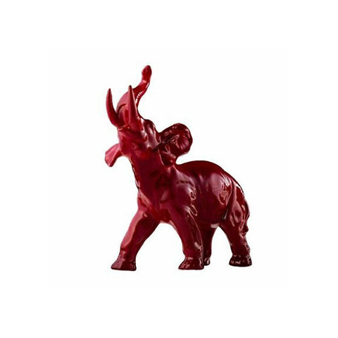 SHARON Décoration éléphant porte-bonheur en porcelaine rouge H17 cm A677-RED