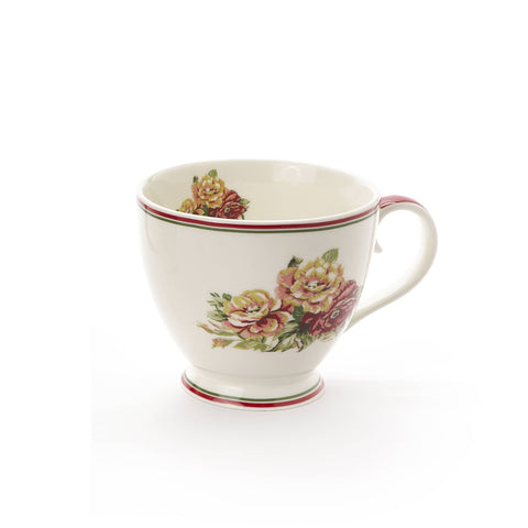 FABRIC CLOUDS Tasse avec anse en porcelaine blanche EMILY fleurs rouges 440 ml