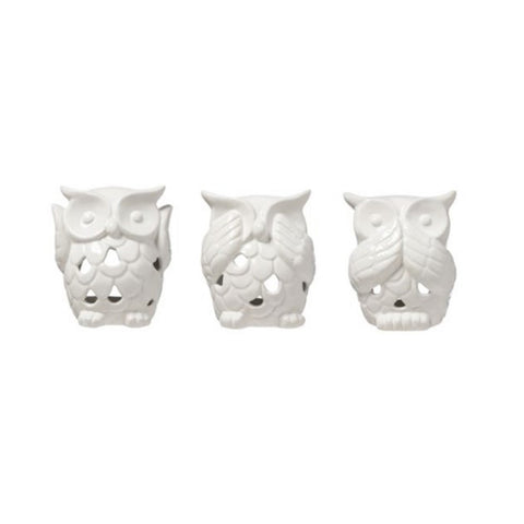L'arte di Nacchi Set 3 gufi portafortuna in ceramica