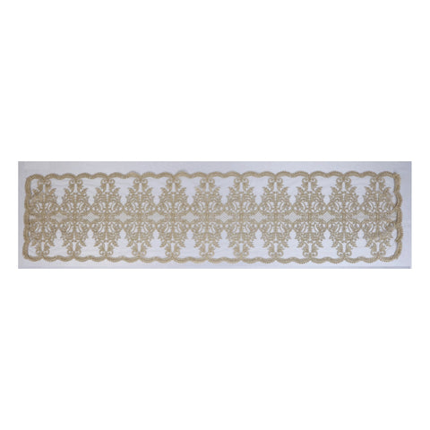 FIORI DI LENA Runner da tavolo natalizio rettangolare, doppio pizzo IMPERO oro 105x40 cm