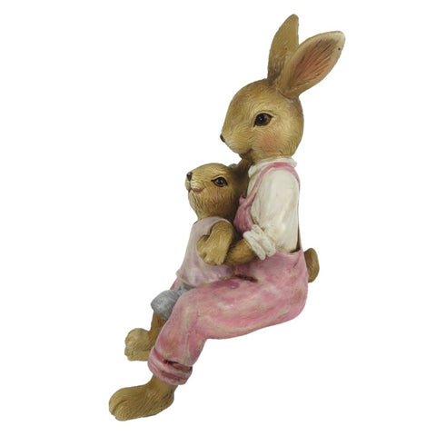 CLAYRE & EEF Set 2 conigli decorazioni Pasqua beige e rosa 6x6x15 cm