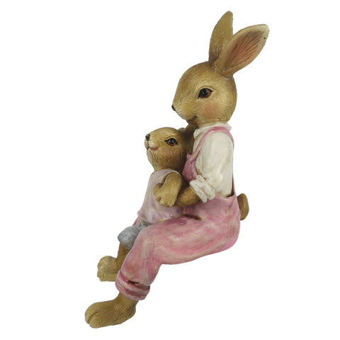 CLAYRE &amp; EEF Set of 2 rabbits Easter decorations beige and pink 6x6x15 cm