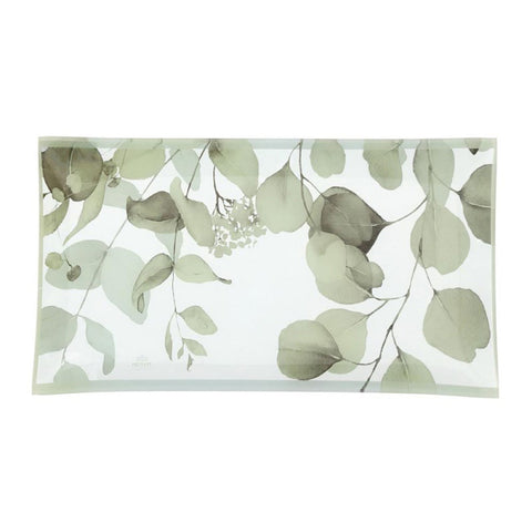 Hervit Piatto decorativo in vetro con fiori gialli "Botanic" 20x37 cm