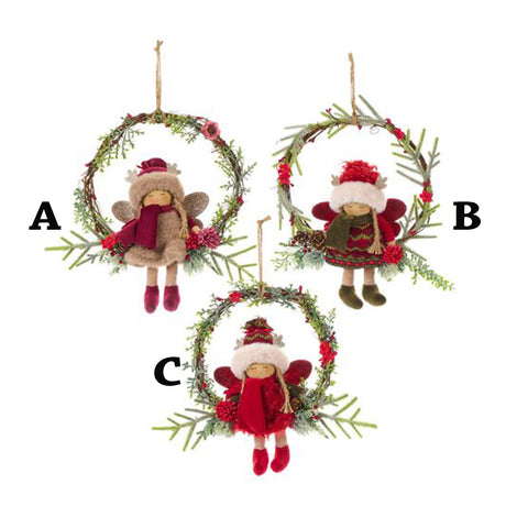 FABRIC CLOUDS Doll with Christmas wreath garland 3 variants red Ø 30 cm