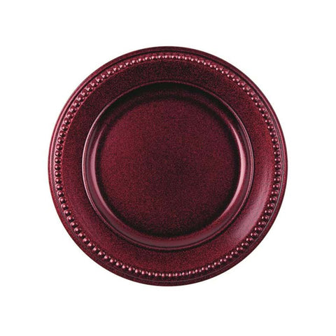 BLANC MARICLO' Set 6 sous-assiettes décoratives Shabby Chic bordeaux Ø35 H2 cm