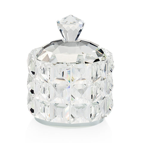 EMO' ITALIA Round box with lid ICE crystal jewelery box 9,7x12,5cm