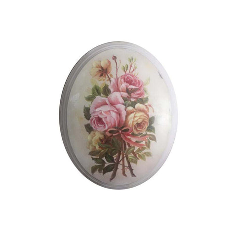 BLANC MARICLO' Quadro ovale con dipinto rose legno beige 2 varianti 36x46x7 cm