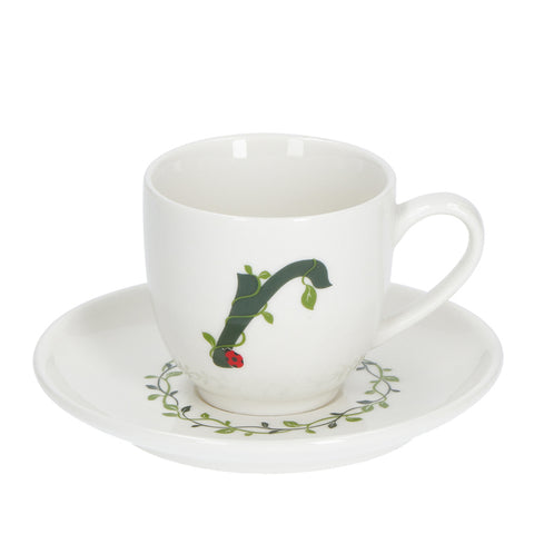 LA PORCELLANA BIANCA Espresso cup with saucer letter R in porcelain "Solo Tua" 90 cc