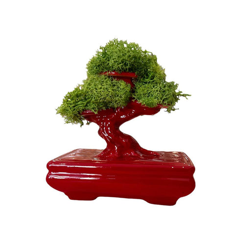 SHARON Red glazed porcelain bonsai hand painted made in Italy H 12x13 cm