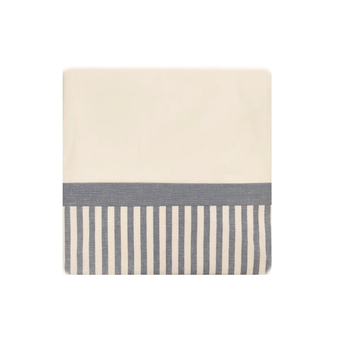 BIANCO PERLA Parure de lit une place et demie en pur coton blanc et bleu 180x290 cm
