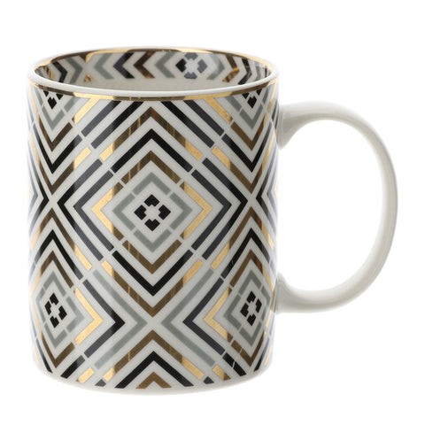 HERVIT Breakfast mug with rhombuses in porcelain VLK Design Marrakech 8xH10 cm