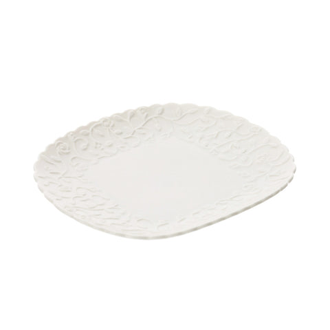 HERVIT Piattino in porcellana bianca con decoro in rilievo Romance 15,5X13CM